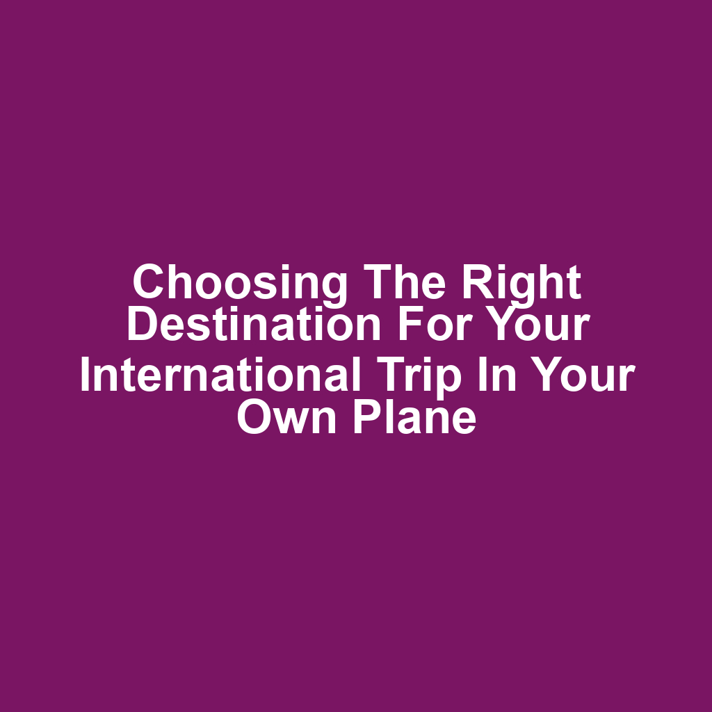 Choosing the Right Destination for Your International Trip in Your Own Plane