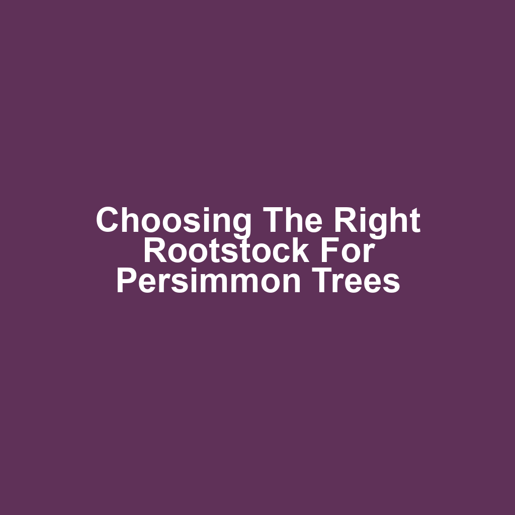 Choosing the Right Rootstock for Persimmon Trees