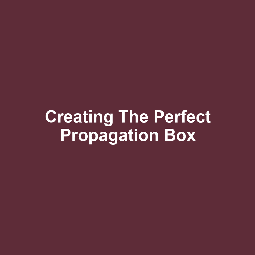 Creating the Perfect Propagation Box