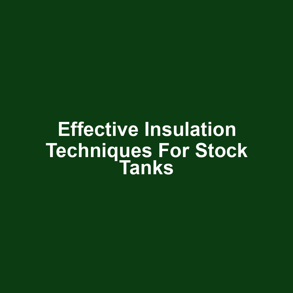 Effective Insulation Techniques for Stock Tanks