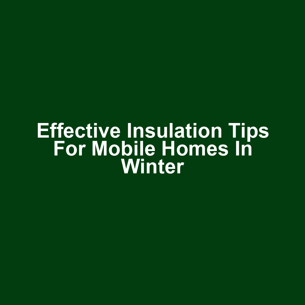 Effective Insulation Tips for Mobile Homes in Winter