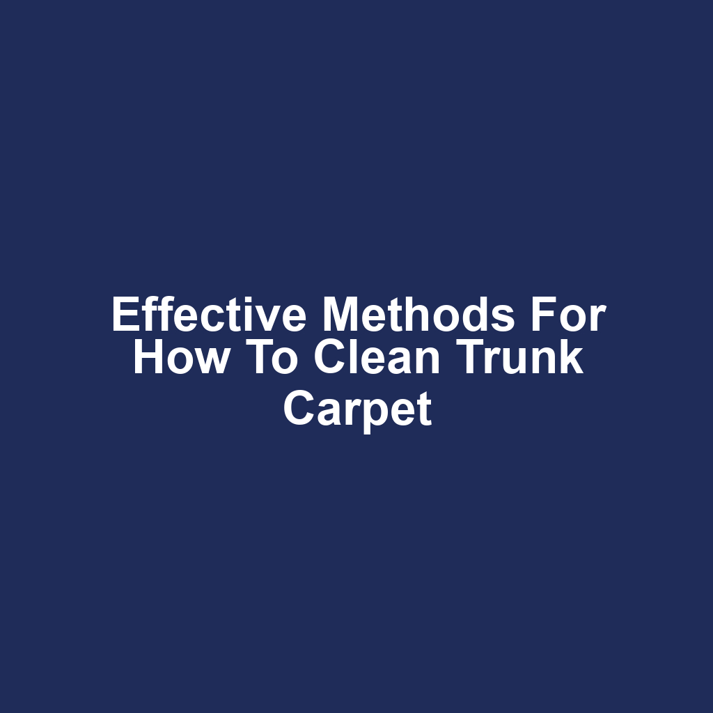 Effective Methods for How to Clean Trunk Carpet