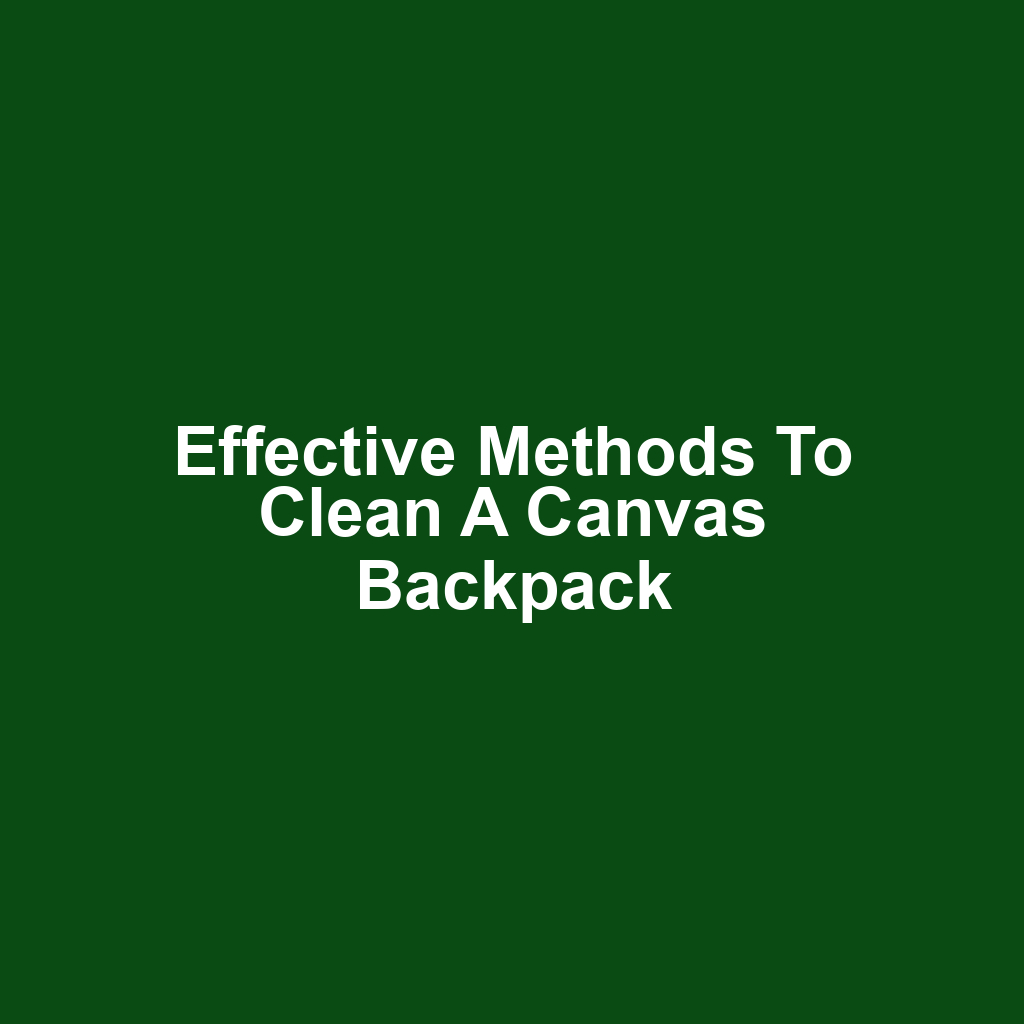 Effective Methods to Clean a Canvas Backpack