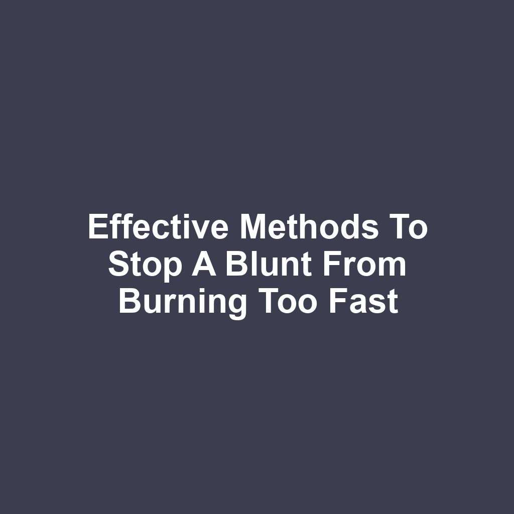 Effective methods to stop a blunt from burning too fast