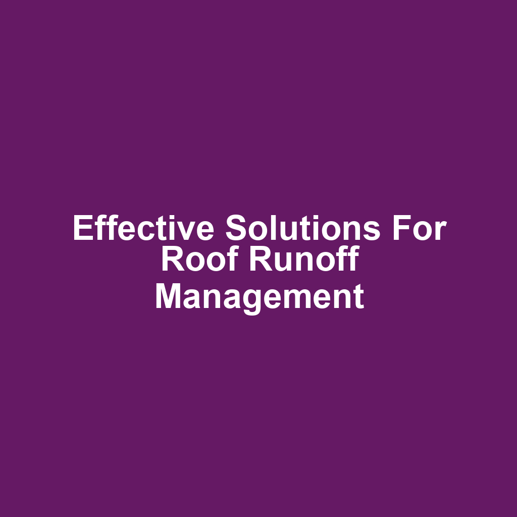 Effective Solutions for Roof Runoff Management
