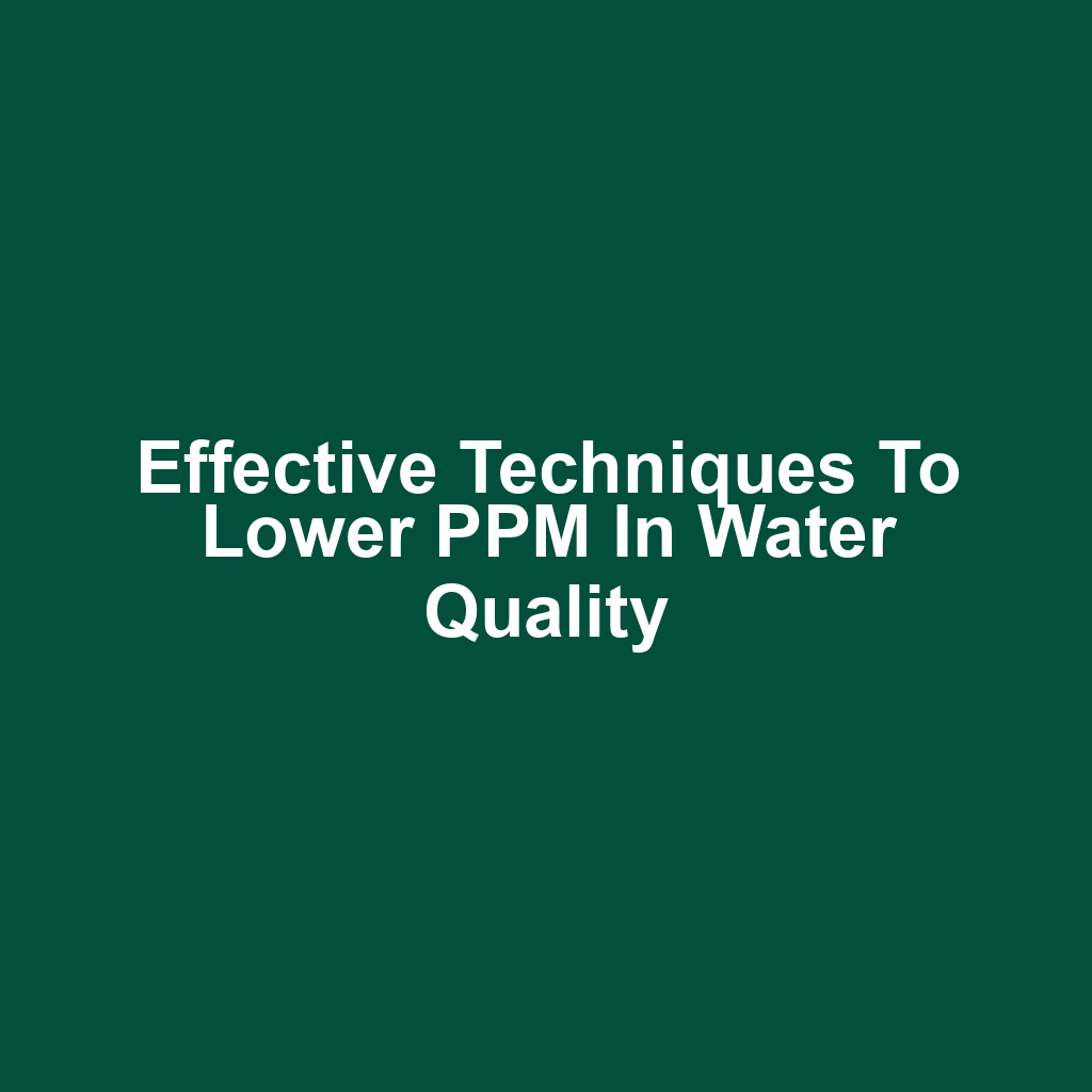 Effective Techniques to Lower PPM in Water Quality