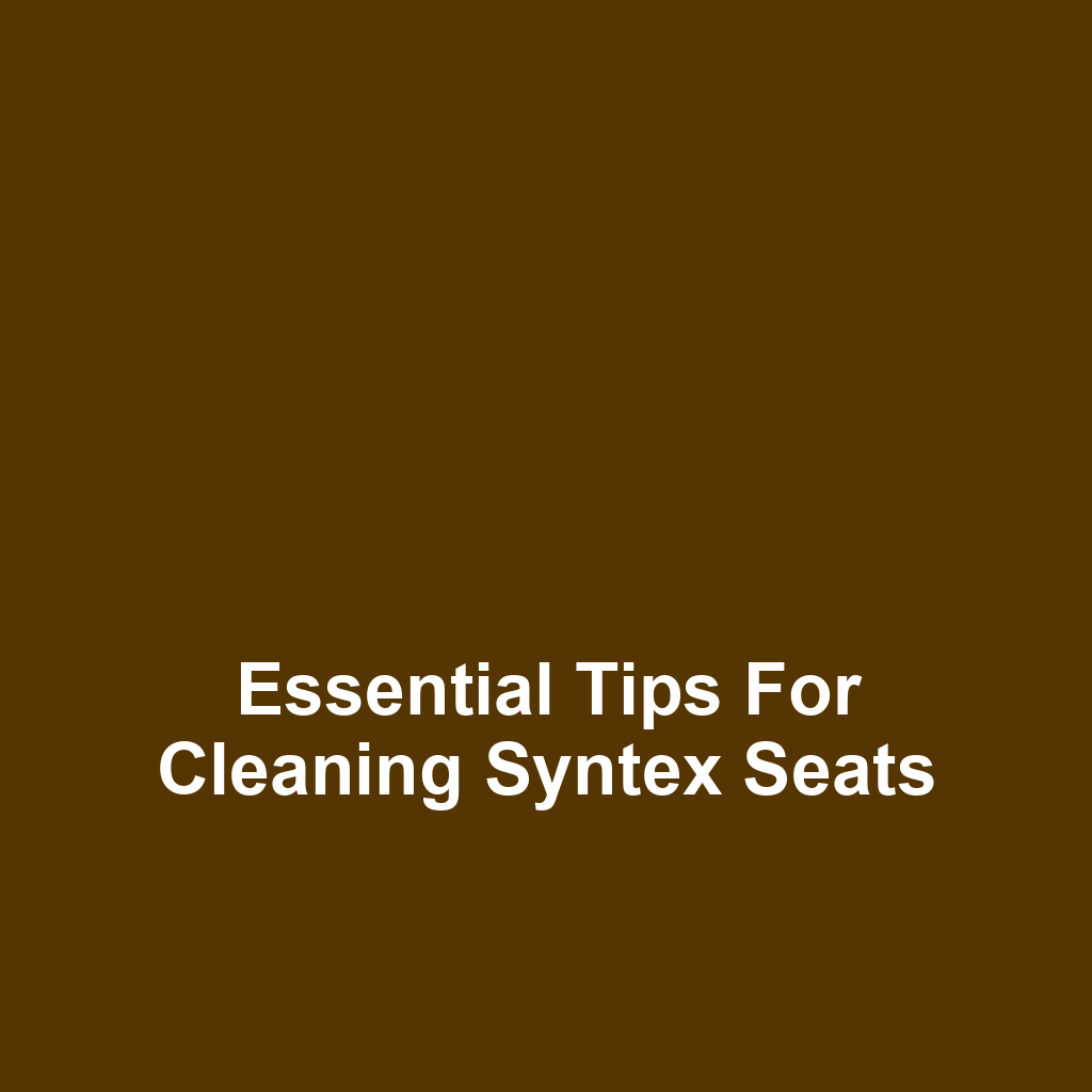 Essential Tips for Cleaning Syntex Seats