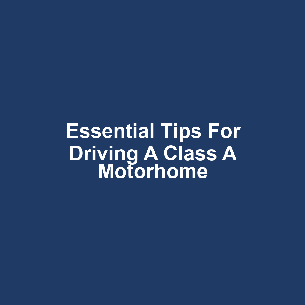 Essential Tips for Driving a Class A Motorhome