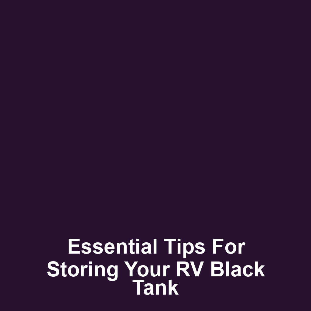 Essential Tips for Storing Your RV Black Tank
