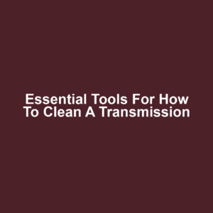Essential Tools for How to Clean a Transmission