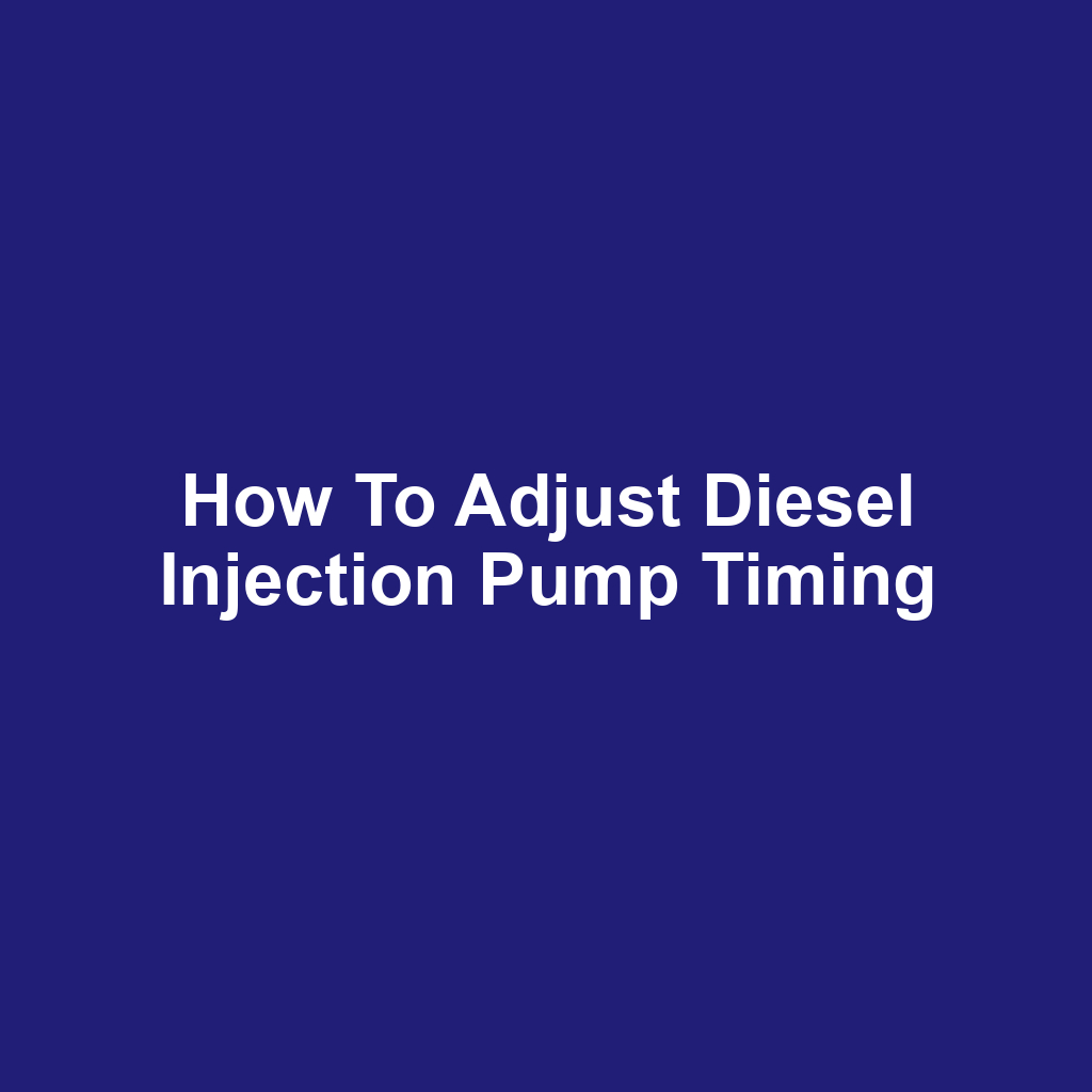 How to Adjust Diesel Injection Pump Timing