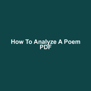 How to Analyze a Poem PDF