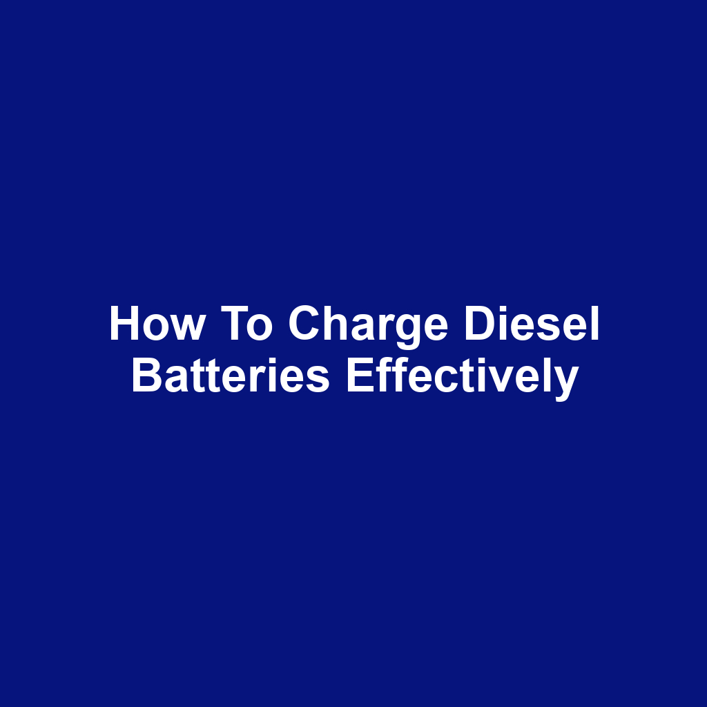 How to Charge Diesel Batteries Effectively