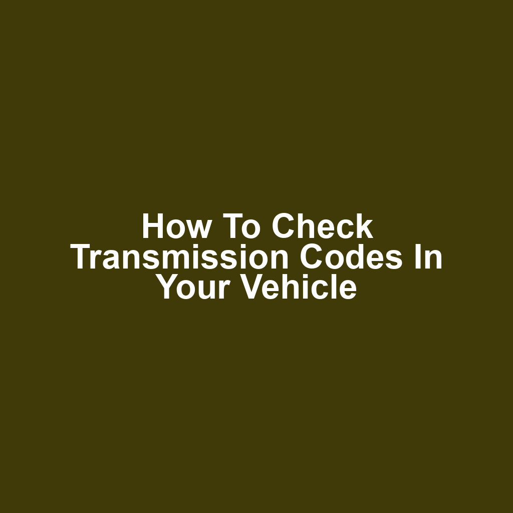 How to Check Transmission Codes in Your Vehicle