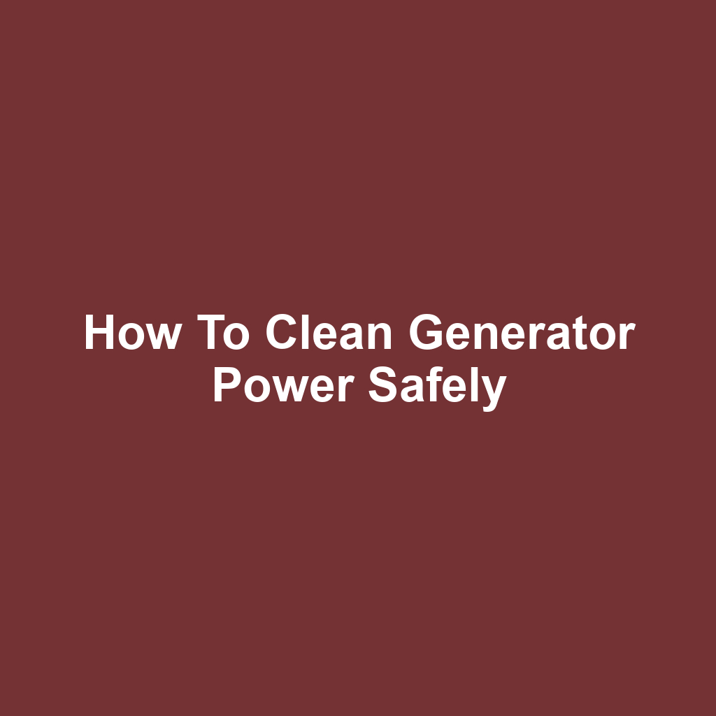 How to Clean Generator Power Safely