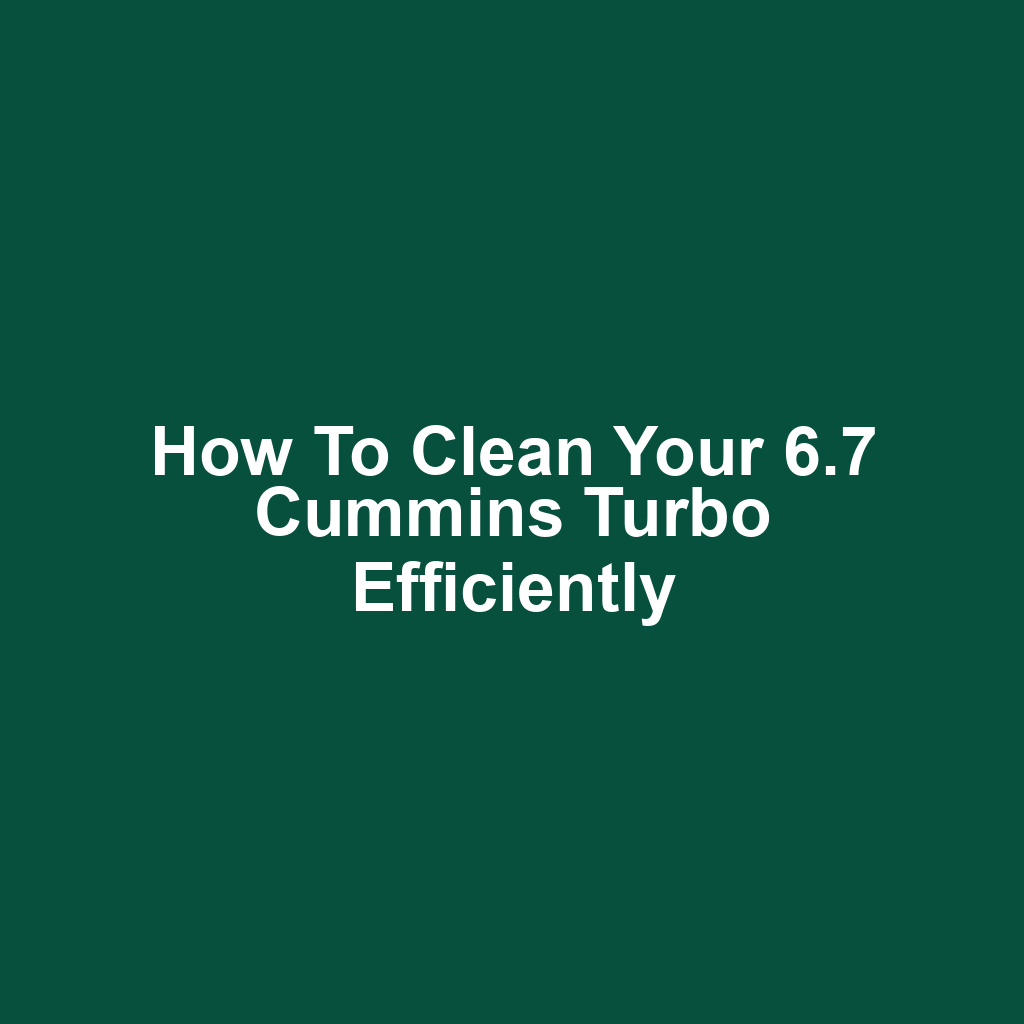 How to Clean Your 6.7 Cummins Turbo Efficiently