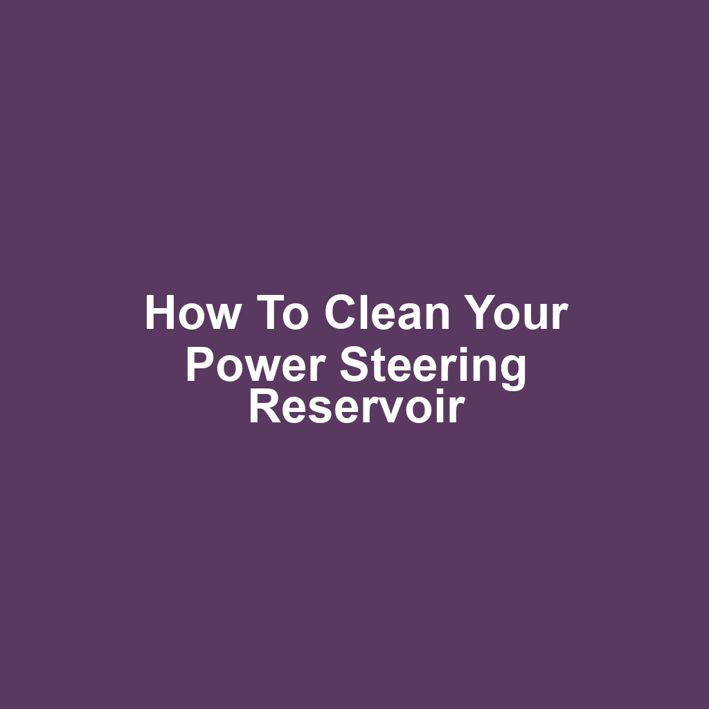 How to Clean Your Power Steering Reservoir