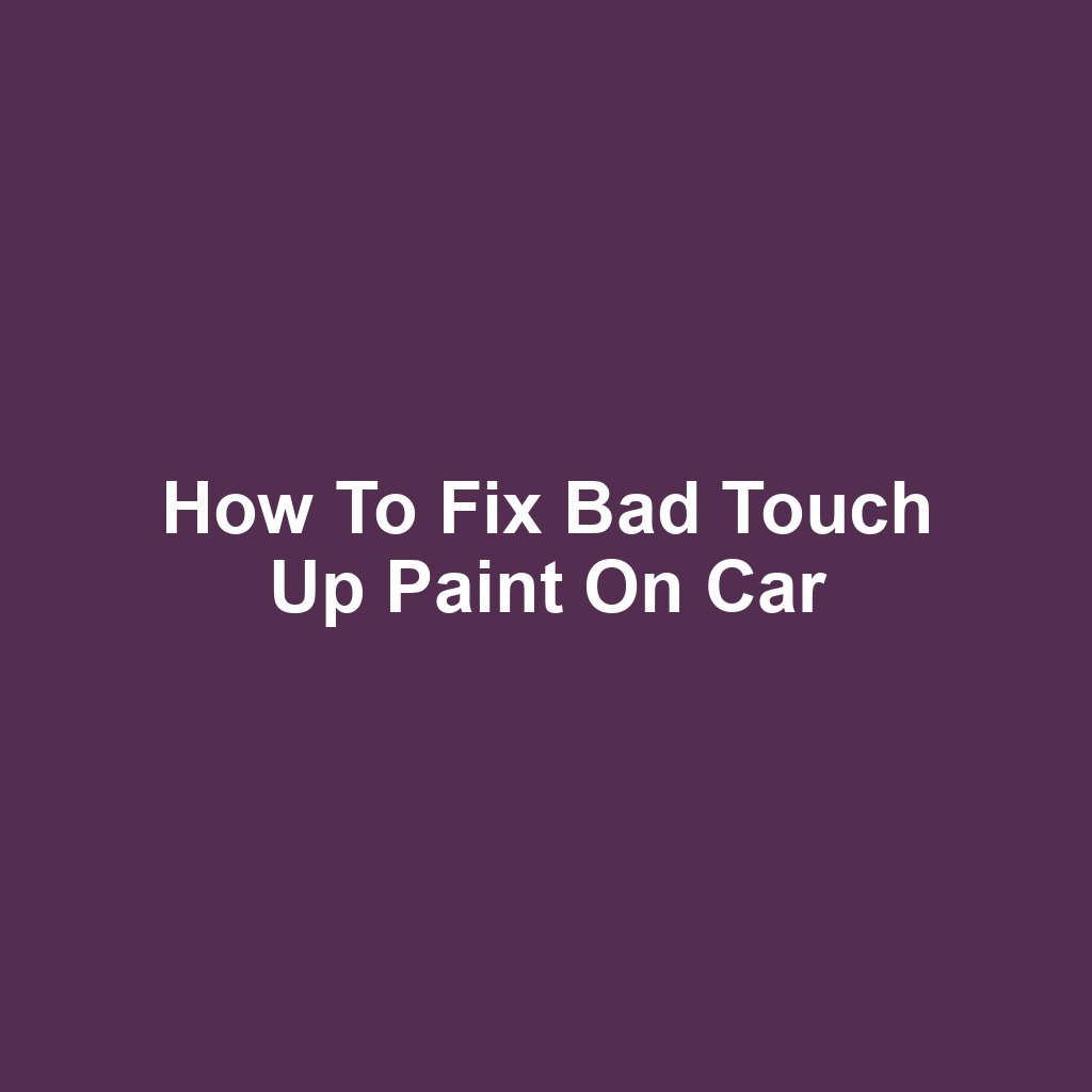 How to Fix Bad Touch Up Paint on Car