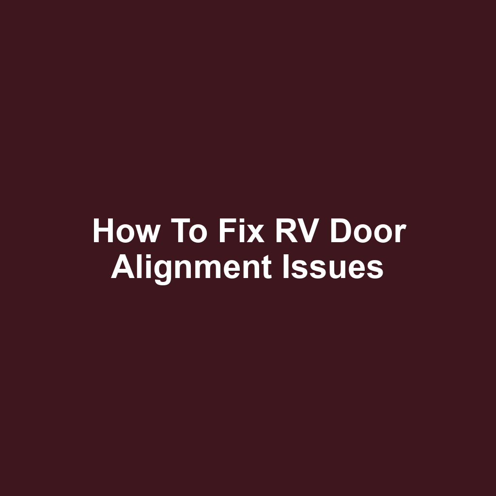 How to Fix RV Door Alignment Issues