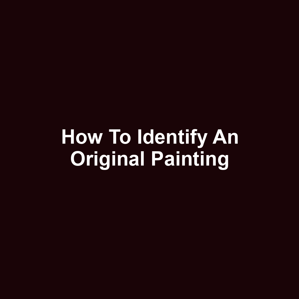 How to Identify an Original Painting