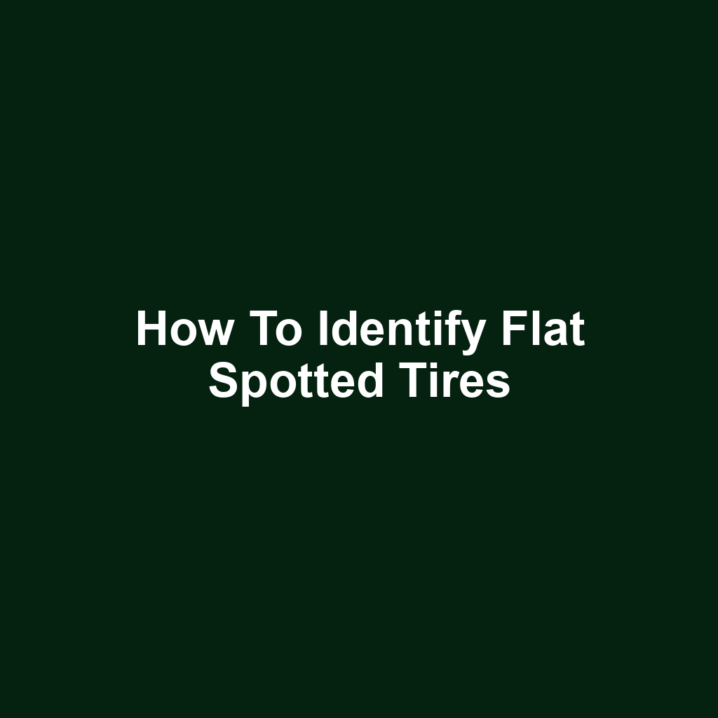 How to Identify Flat Spotted Tires