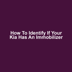 How to Identify if Your Kia Has an Immobilizer
