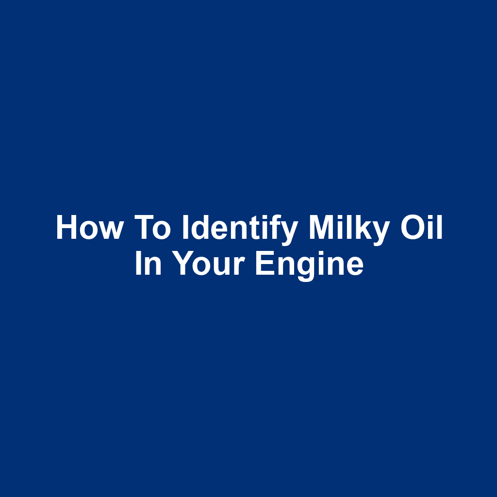 How to Identify Milky Oil in Your Engine