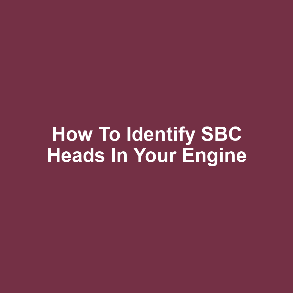 How to Identify SBC Heads in Your Engine