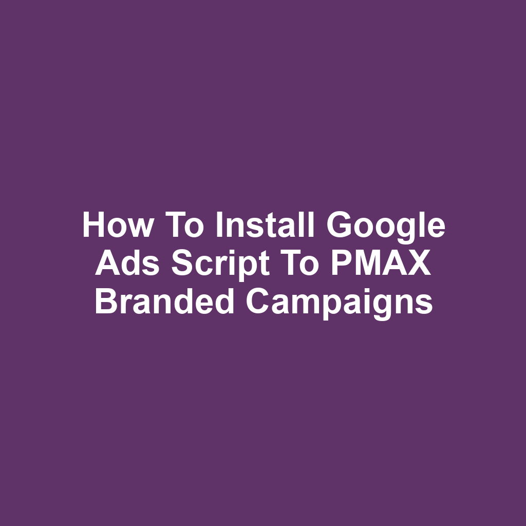 How to Install Google Ads Script to PMAX Branded Campaigns