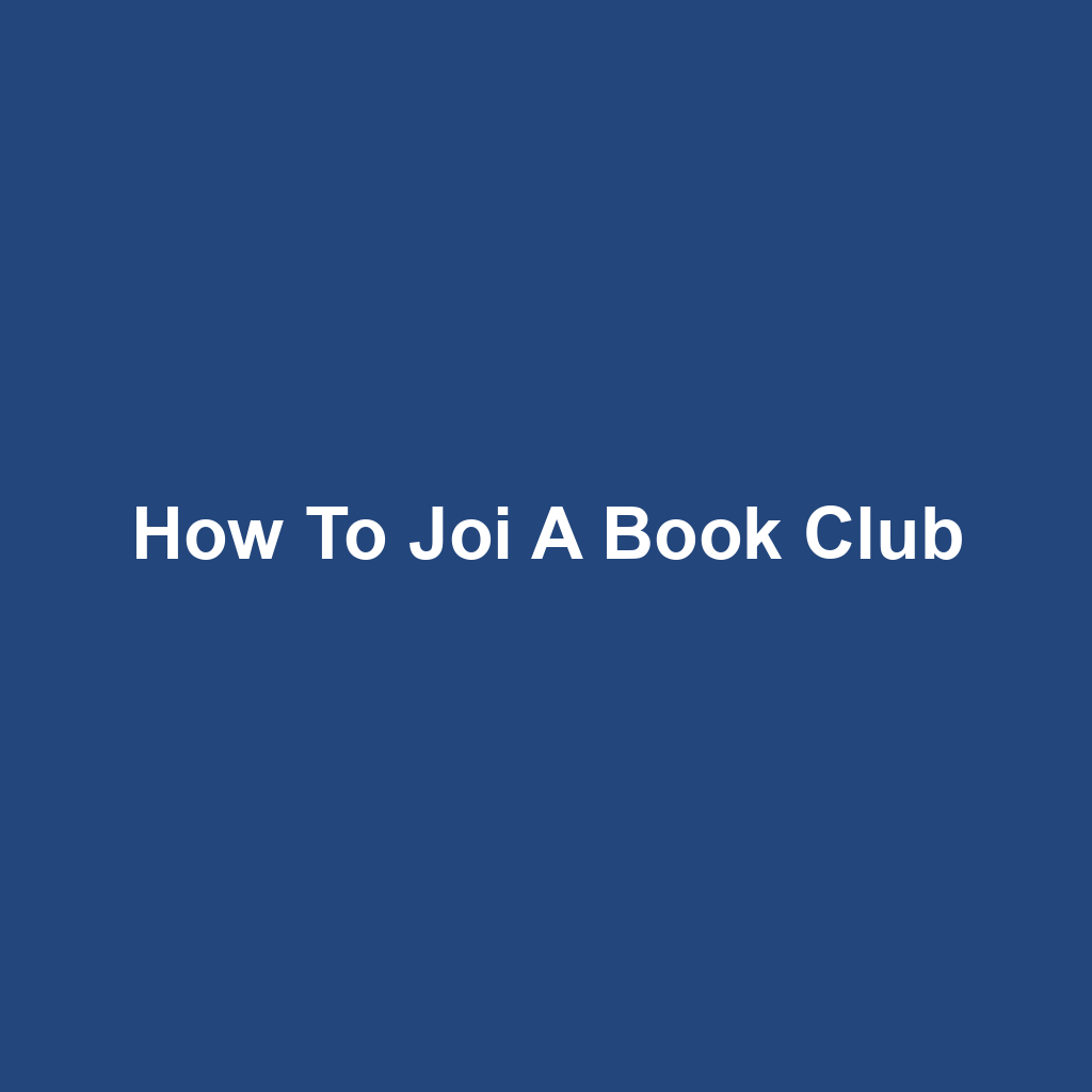 How to Joi a Book Club