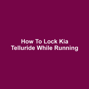 How to Lock Kia Telluride While Running