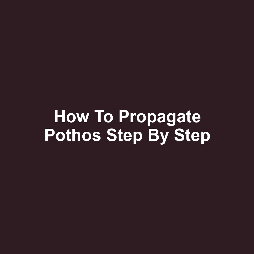 How to Propagate Pothos Step by Step