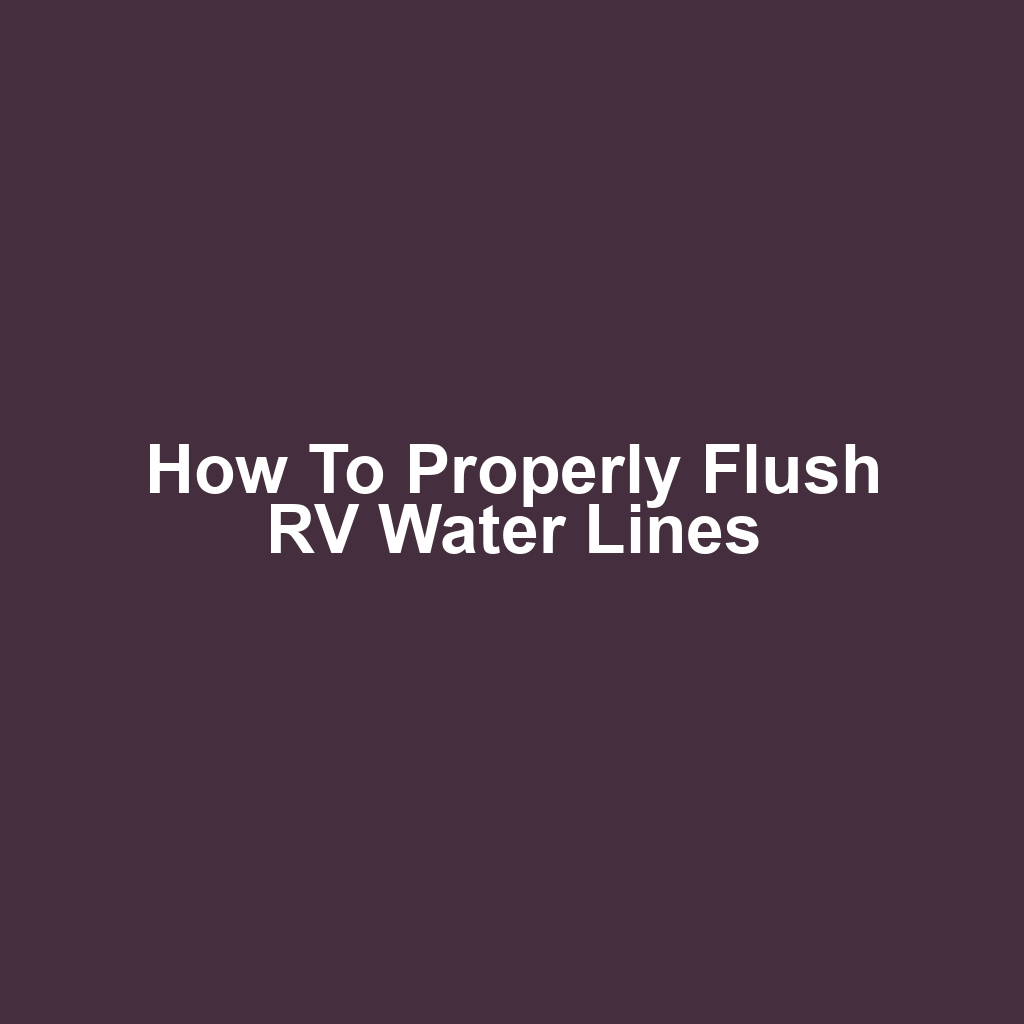 How to Properly Flush RV Water Lines