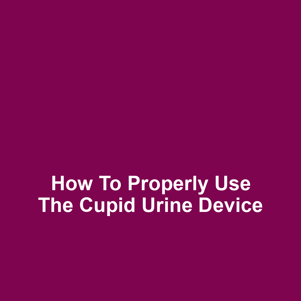 How to Properly Use the Cupid Urine Device