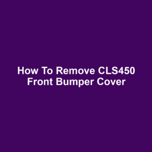 How to Remove CLS450 Front Bumper Cover