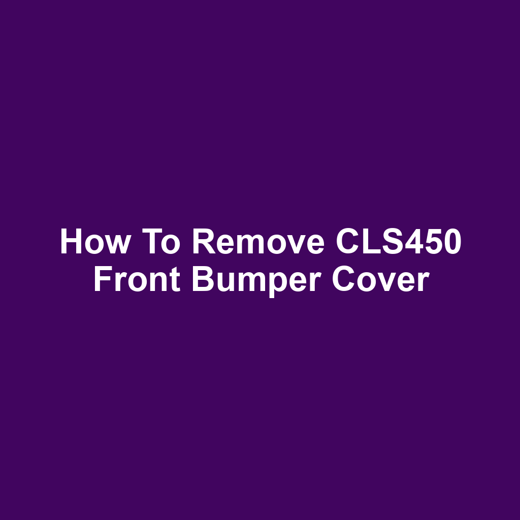 How to Remove CLS450 Front Bumper Cover