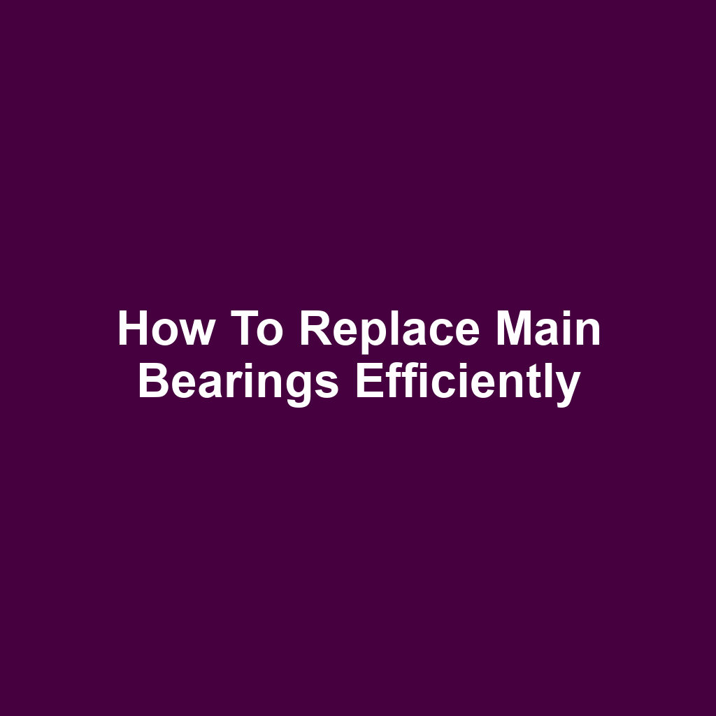 How to Replace Main Bearings Efficiently