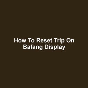 How to Reset Trip on Bafang Display