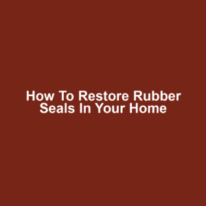 How to Restore Rubber Seals in Your Home