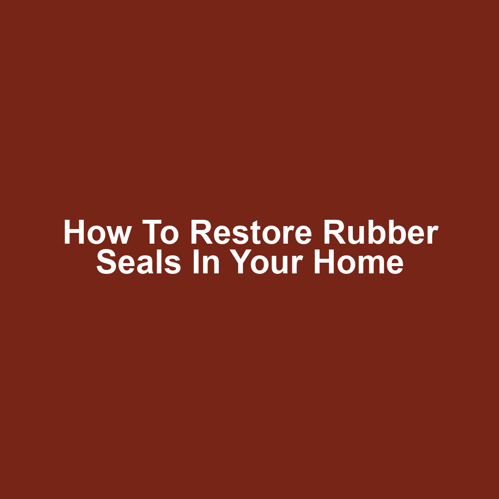 How to Restore Rubber Seals in Your Home