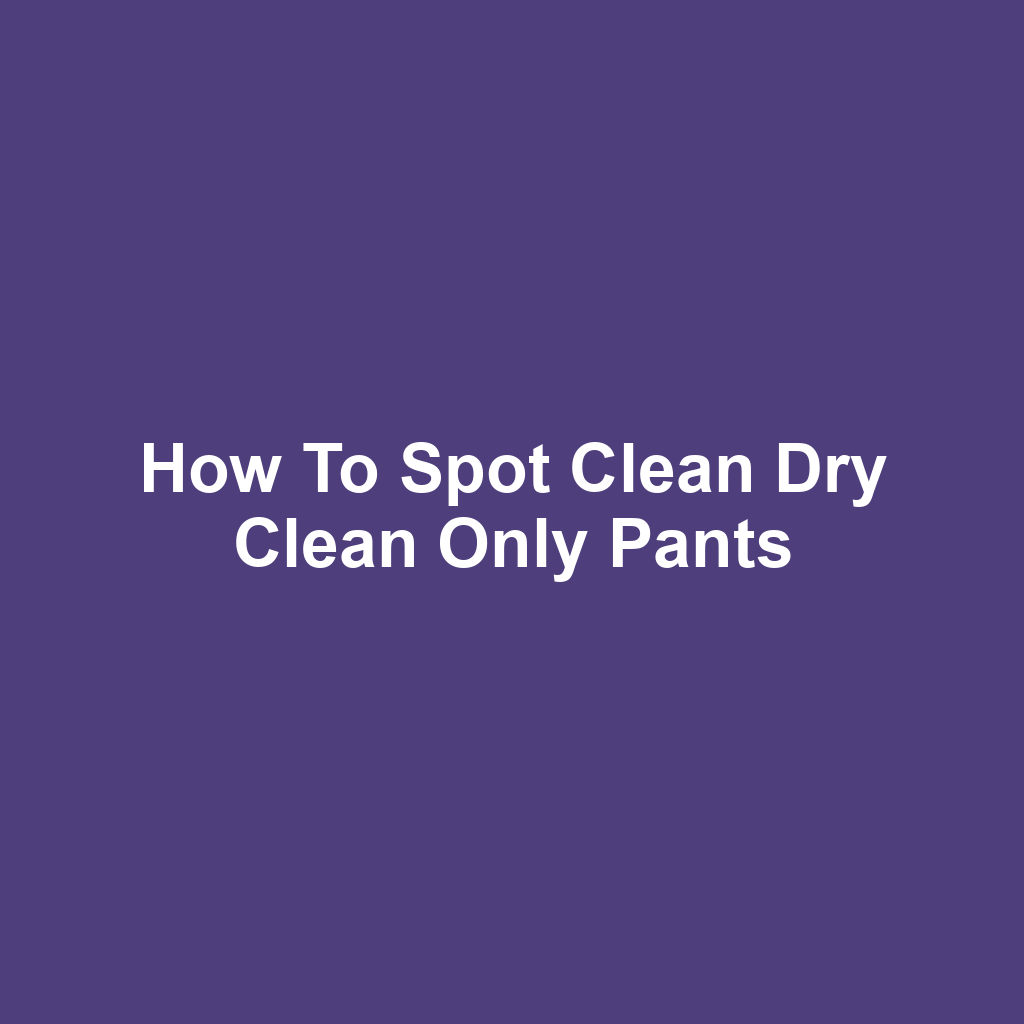 How to Spot Clean Dry Clean Only Pants