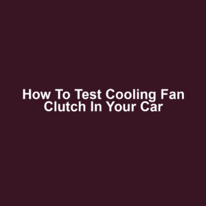 How to Test Cooling Fan Clutch in Your Car