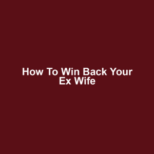 How to Win Back Your Ex Wife