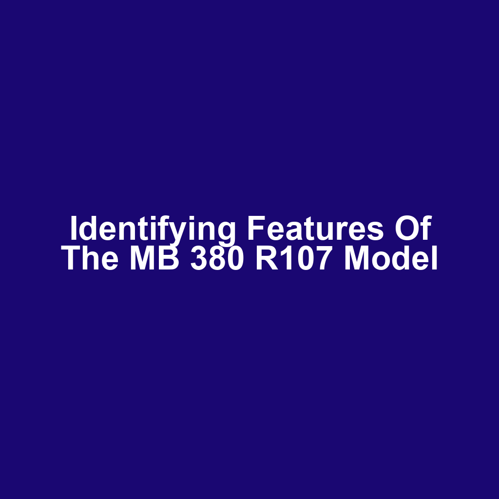 Identifying Features of the MB 380 R107 Model