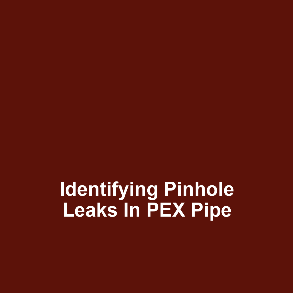 Identifying Pinhole Leaks in PEX Pipe