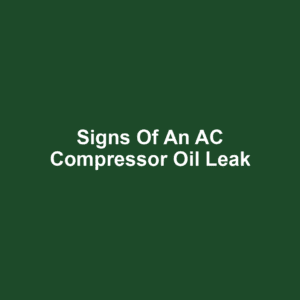 Signs of an AC Compressor Oil Leak