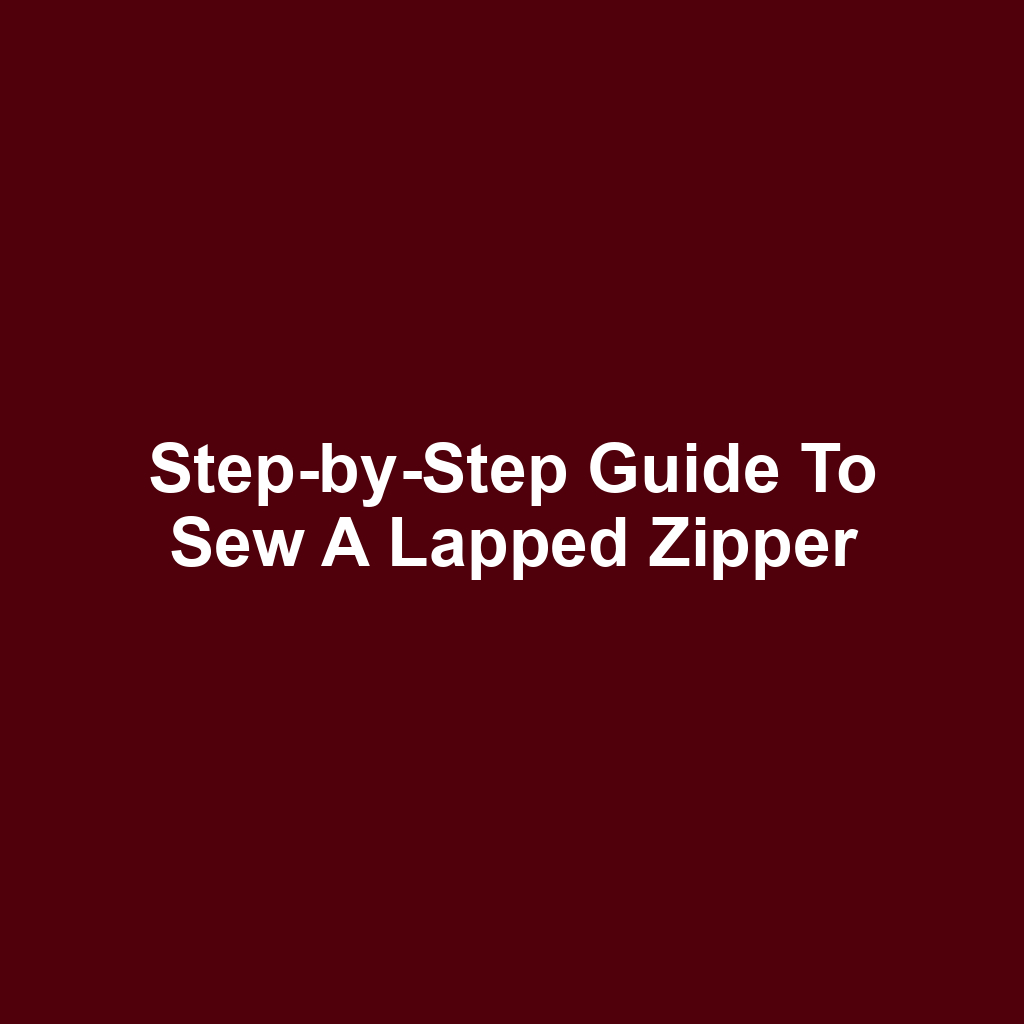 Step-by-Step Guide to Sew a Lapped Zipper