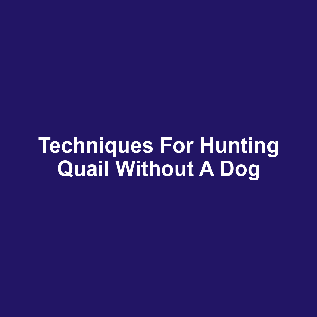 Techniques for Hunting Quail Without a Dog