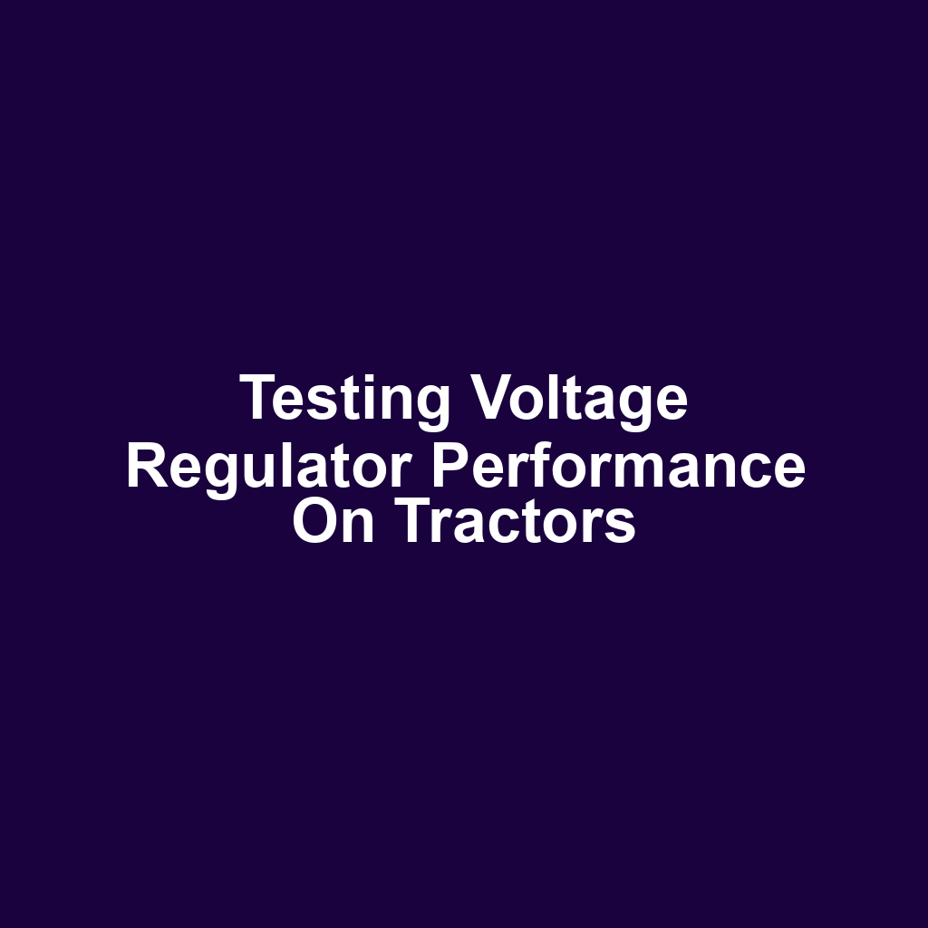 Testing Voltage Regulator Performance on Tractors