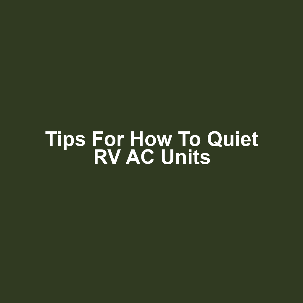 Tips for How to Quiet RV AC Units